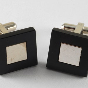 Vintage Sterling Silver Black Onyx Hayward Cuff Link Pair Men&#39;s Jewelry New Old Stock