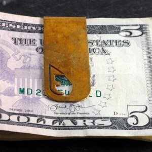 Vintage Collectible Antique Solid Brass Monogram Letter E Thin Money Clip new old stock 1940's