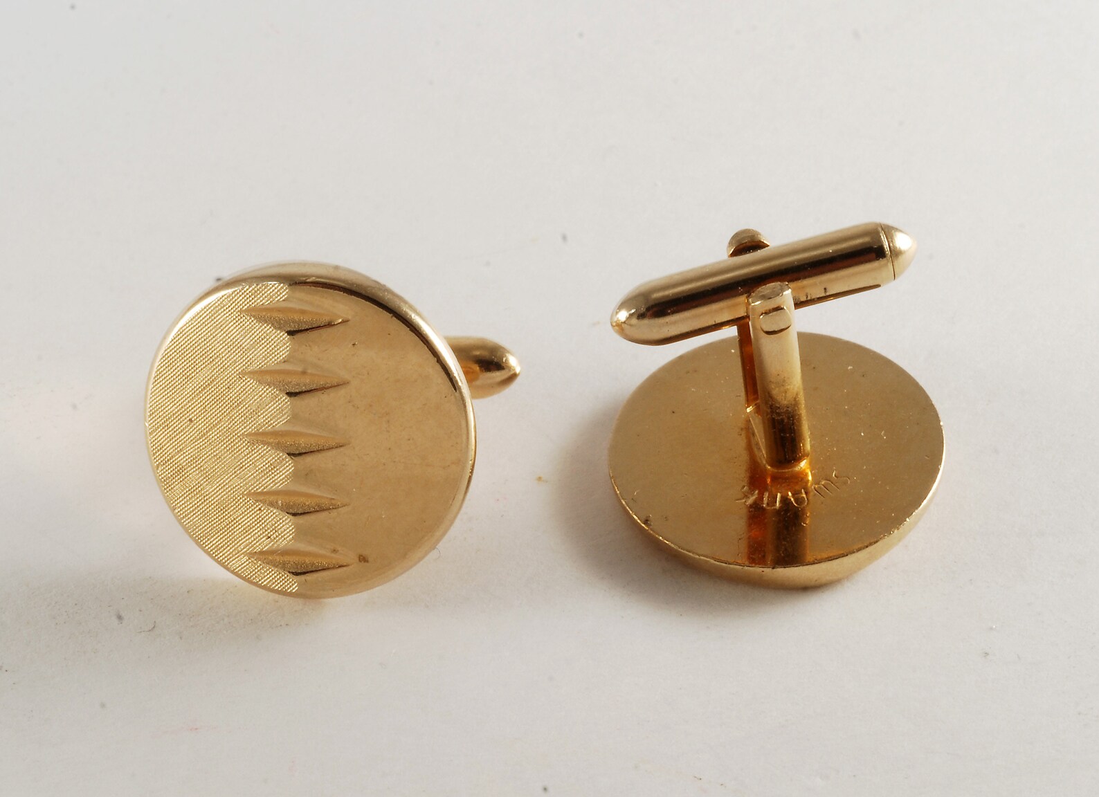 Vintage Cuff Links SWANK Gold Plated Round Etched Men's Etsy