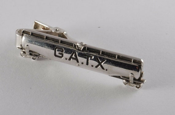 Vintage G.A.T.X. Rail Car Silver Plated Brass Tie… - image 2