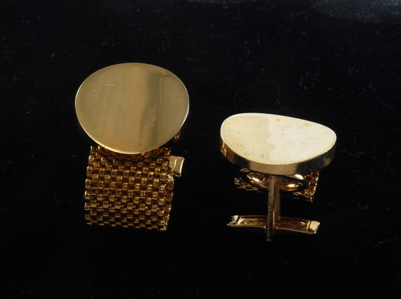 Vintage Men's Gold Plated Brass Viking Mesh Cuff … - image 2