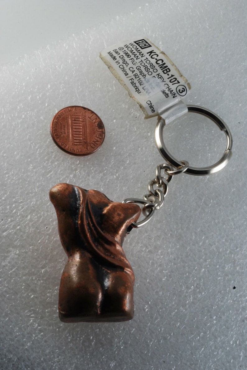 Female Nude Bust Key Chain Bronze Color Metal FOB Key Ring Collectible ...
