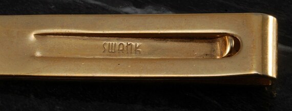 Vintage Tie Clip Signed Swank Gold Plated Brass B… - image 3
