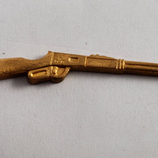 Vintage 1940s "COLT RIFLE" Tie Clip Raw Solid Brass Tieclip New Old Stock