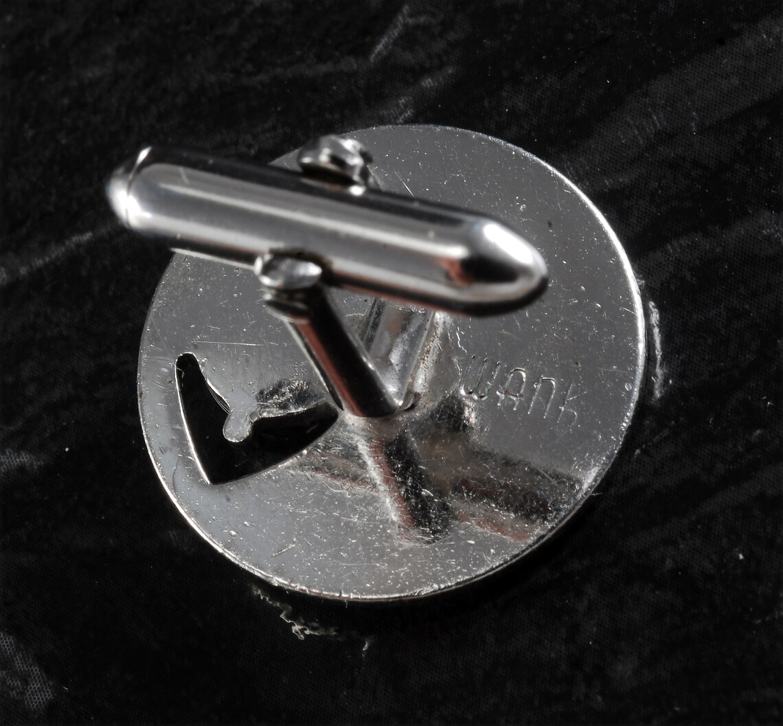 Vintage Swank Cuff Links Silver Plated Brass W Grey Synthetic Etsy