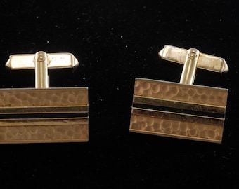 Boutons De Manchette Vintage Swank Plaqué Or - Motif Unique Avec Pierre Rouge - Occasion