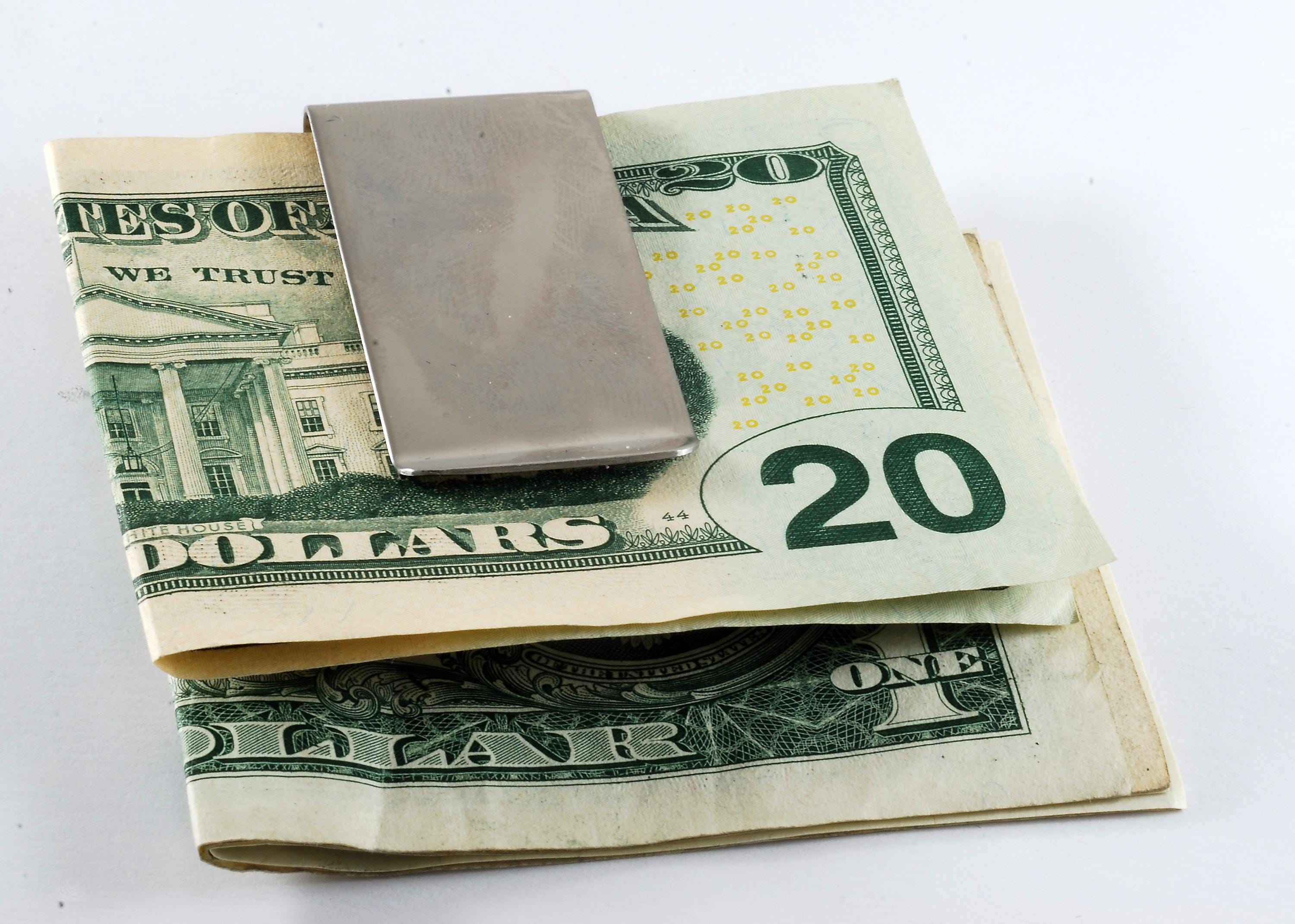 Double Sided Money Clip Silver Plated Brass 2 Sided Money Clip NOS