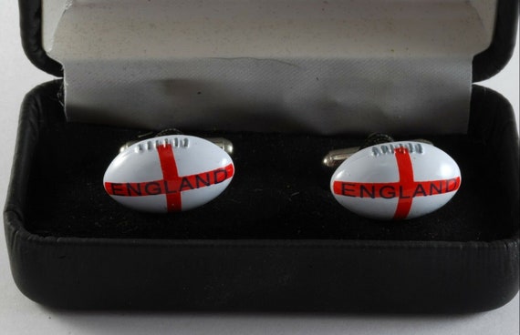 English Flag Football Cufflinks Cuff Links Silver… - image 2