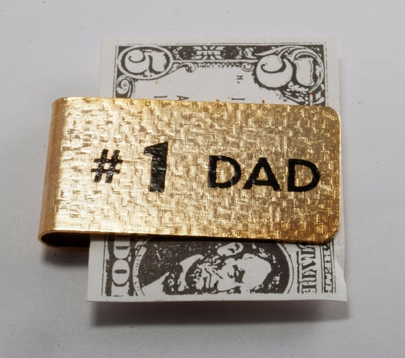 Vintage # 1 Dad Number One Dad Gold Tone Textured… - image 3