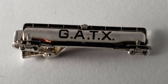 Vintage G.A.T.X. Rail Car Silver Plated Brass Tie… - image 1