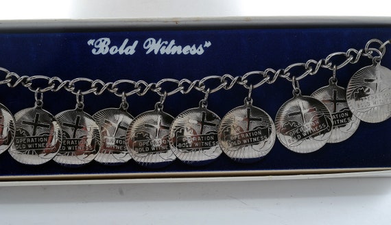 Vintage Bold Witness Bracelet Silver Tone Metal B… - image 4