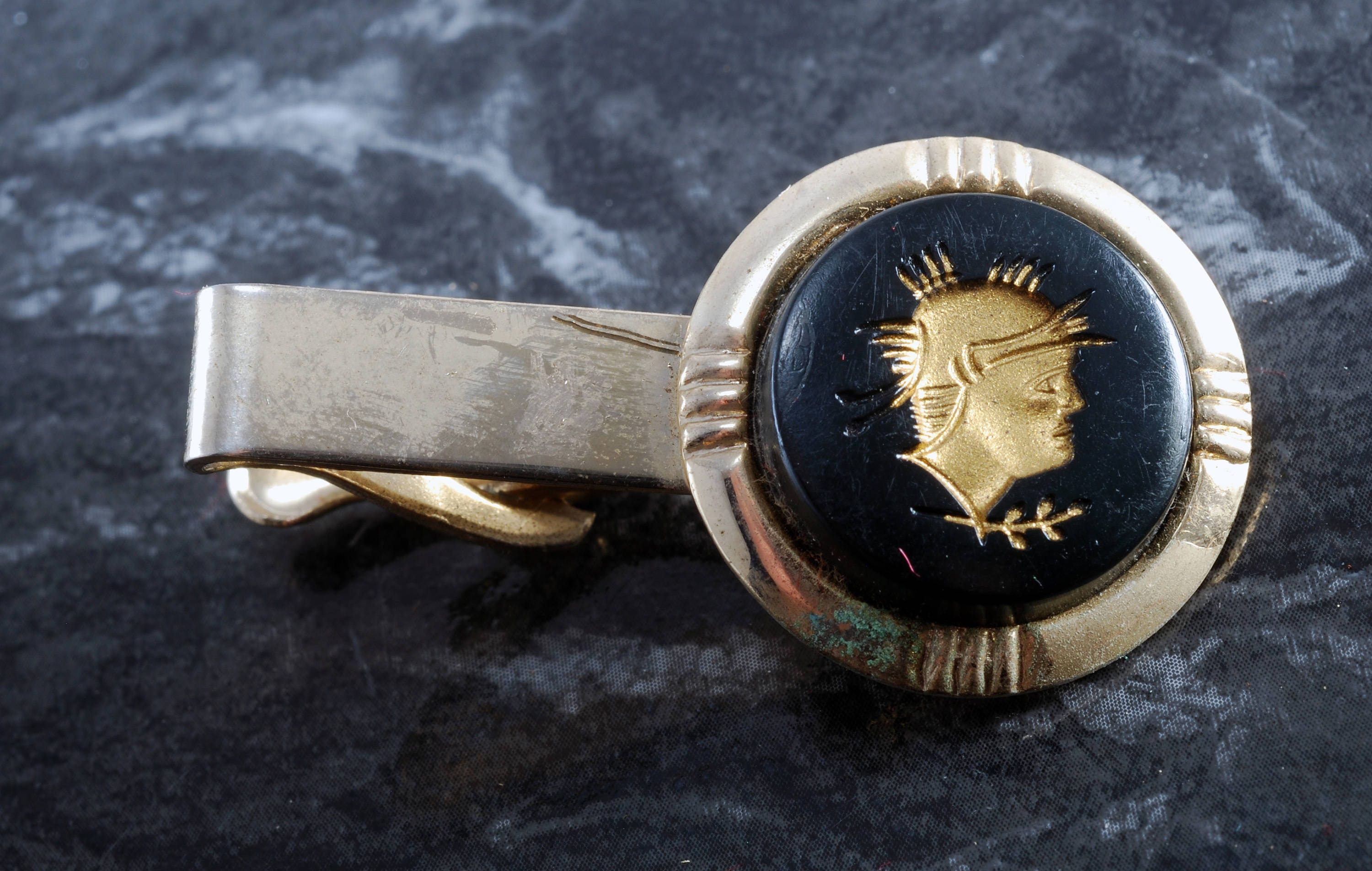 Pince à Cravate Vintage Goldtone, Guerrier Grec/romain, Années 1950, Réf 71317