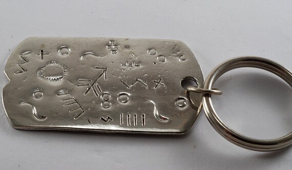 Vintage SYMBOLS Key  Chain Keychain Shiny Metal K… - image 3