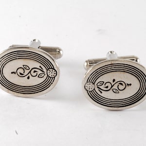 Gemelli vintage Matador di Gentry Gemelli in ottone placcato argento nella scatola originale USA