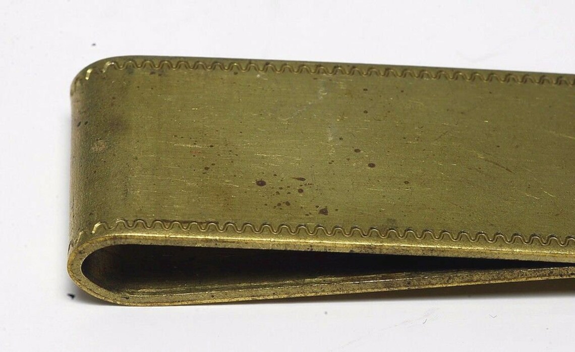 Vintage Collectible Solid Brass Money Clip Etched Design NOS - Etsy