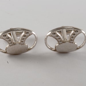 Gemelli vintage Design astratto argento Coppia di gemelli da uomo o da donna in ottone placcato argento Usati negli Stati Uniti