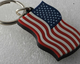 アメリカ国旗キーチェーン ゴム製国旗キーリング 愛国的 FOB 新古在庫