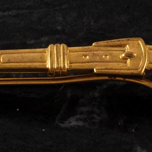 Vintage Gürtel & Gürtelschnalle Vergoldet Messing Krawattenklammer Tieclip Slip On Design Used