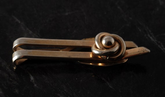 Vintage Tie Clip Gold Plated Brass Art Deco Desig… - image 1