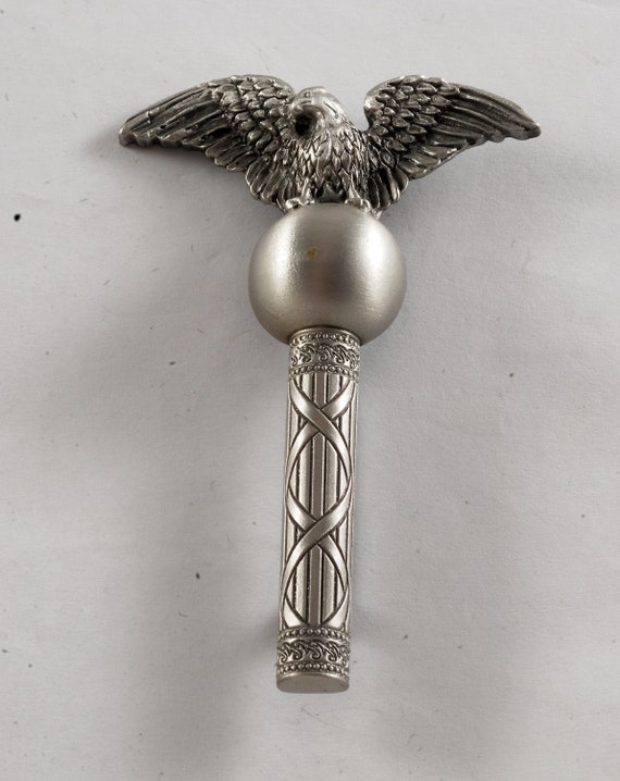 Vintage Eagle On Pole Silver Plated Broach Pin New