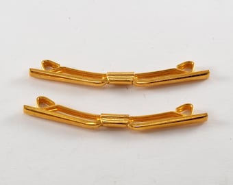 Par de tirantes de cuello vintage de latón chapado en oro, joyería formal para bodas, usada, NOS