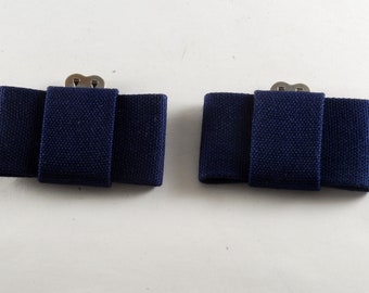 Vintage Navy Blue Fabric Bow Shoe Clip 1960's New Old Stock