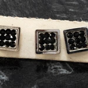 Vintage Swarovski Black Jet Glass Collar Studs Shirt Collar Holders New Old Stock