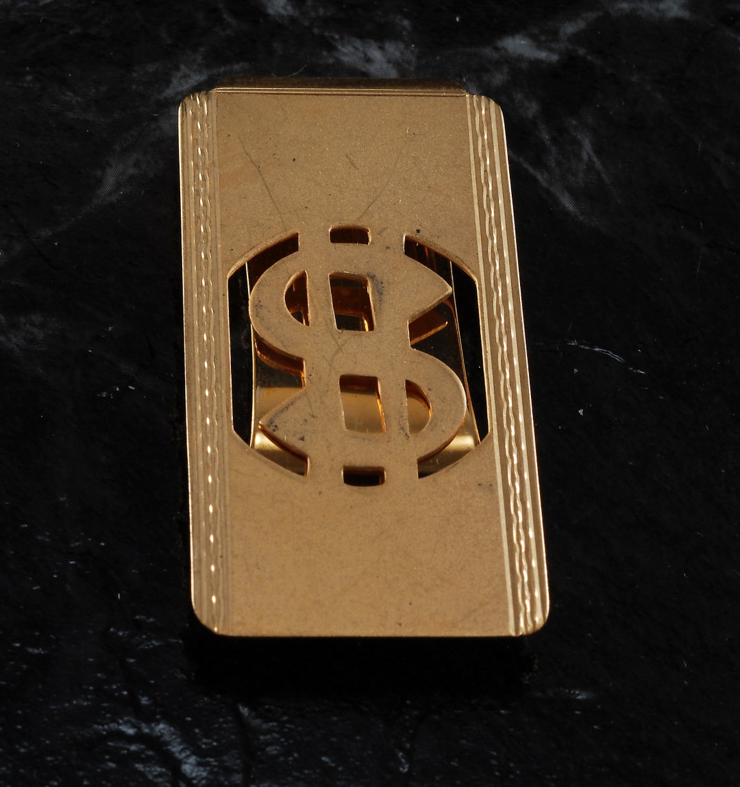 Insegna Dollaro Tono Oro Retrò Vintage Fermasoldi Bling Moda - Foto 5