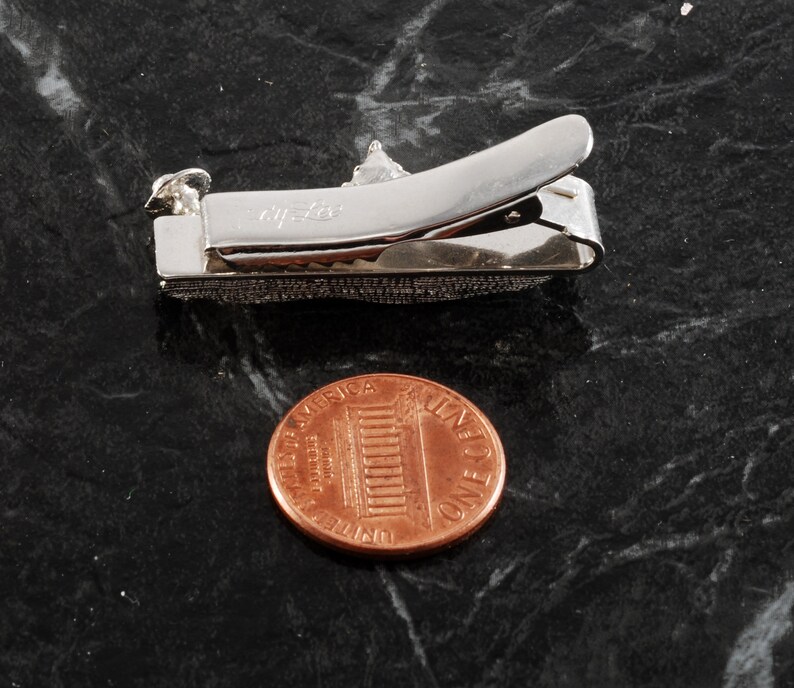 Vintage Jenny Lee Cowboy Roping Horse Tie Clip Tie Clasp Silver Plated Brass NOS