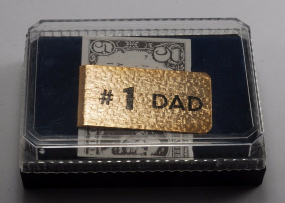 Vintage # 1 Dad Number One Dad Gold Tone Textured… - image 1