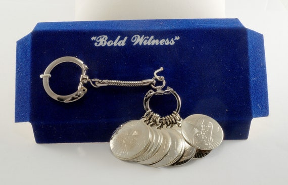 Vintage Bold Witness Key Chain Silver Tone Metal … - image 1