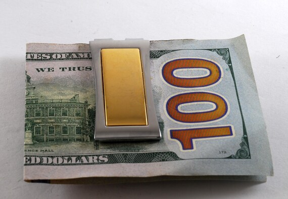 Vintage Colibri Money Clip Gold & Silver Plated Brass Moneyclip