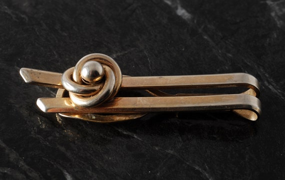 Vintage Tie Clip Gold Plated Brass Art Deco Desig… - image 3