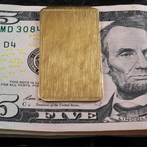 Vintage Money Clip Brushed Gold Plated Ottone rettangolo con incasso Money Clip NOS