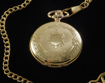 Tiong Montre de poche mécanique vintage Tourbillon unique Phase de lune Chiffres romains Échelle Double Hunter Montres de poche et coffret cadeau