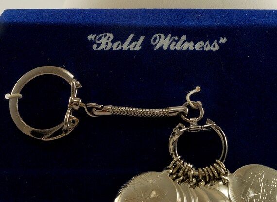 Vintage Bold Witness Key Chain Silver Tone Metal … - image 5