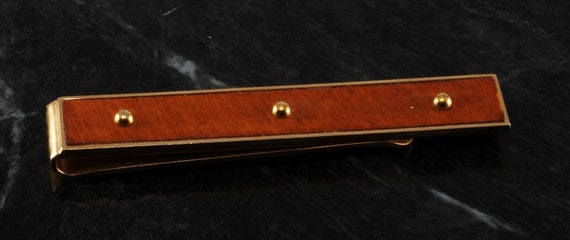 Vintage Tie Clip Signed Swank Gold Plated Brass B… - image 1