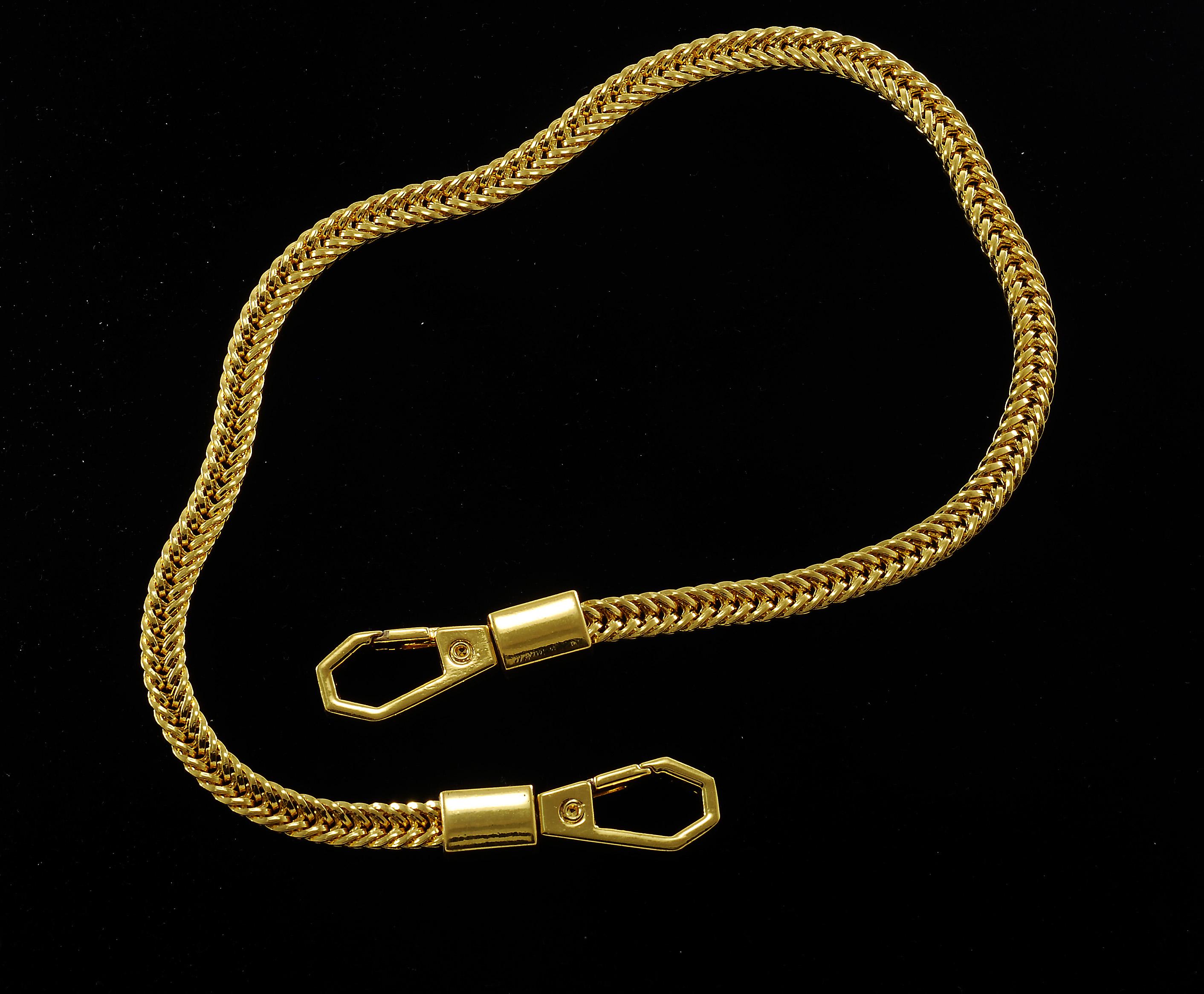 Pocket Watch Chain Gold Tone Steel Jeans Belt Loop Snake Chain with Hook Clasp  15" NOS