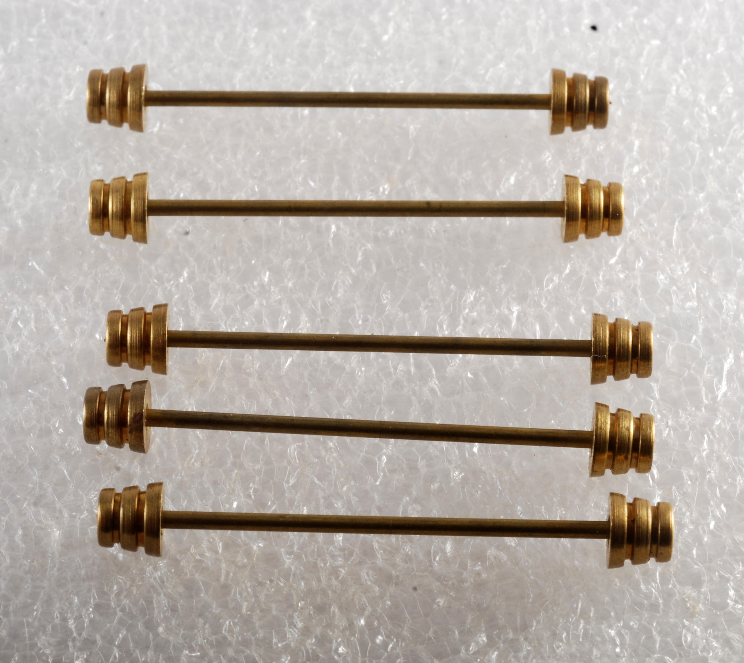 5 Vintage Solid brass Ridged Bell Ends collar bar lot of 5 new old stock Steampunk DYI
