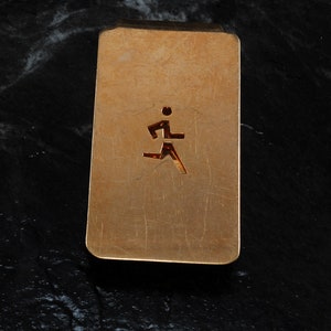 Vintage Running Man Money Clip Gold Plated Brass Cutout  Moneyclip  NOS 1970&#39;s