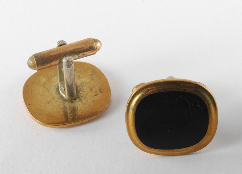 Vintage Antique Dull Gold Plated Metal Black Gem Men's Etsy