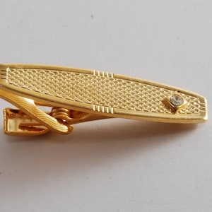 Vintage Gold Plated Brass Plain Tie Clip Tieclip  Alligator Back Clasp NOS