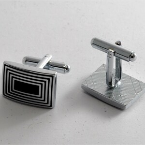 Abstract  Enamel On Silver Plated Brass & Enamel Cufflinks Cuff Link Jewelry NIB
