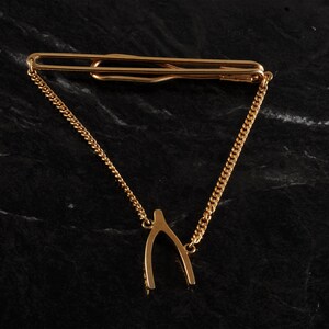 Vintage Swank Wishbone on Chain Tie Clip Signed Gold Plated - Etsy