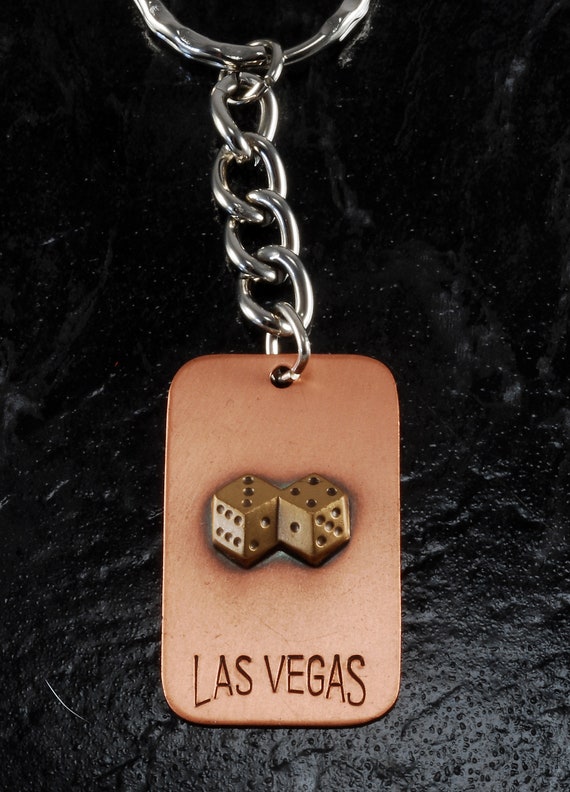 Vintage Las Vegas Pair Of Dice  Copper & Brass Ke… - image 3