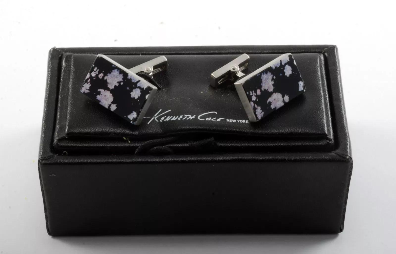 Boutons De Manchette Vintage Kenneth Cole Argentés Avec Boîte D'origine - Pour Homme, Occasion