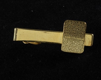 Vintage Tie Clip Atomic Age Style Strange Panel Gold Plated Brass Tieclip  Alligator Back Clasp New Old Stock Rare