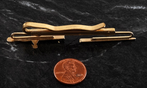 Vintage Sword Tie Clip Signed Hickok Expandable Gold Plated Finish