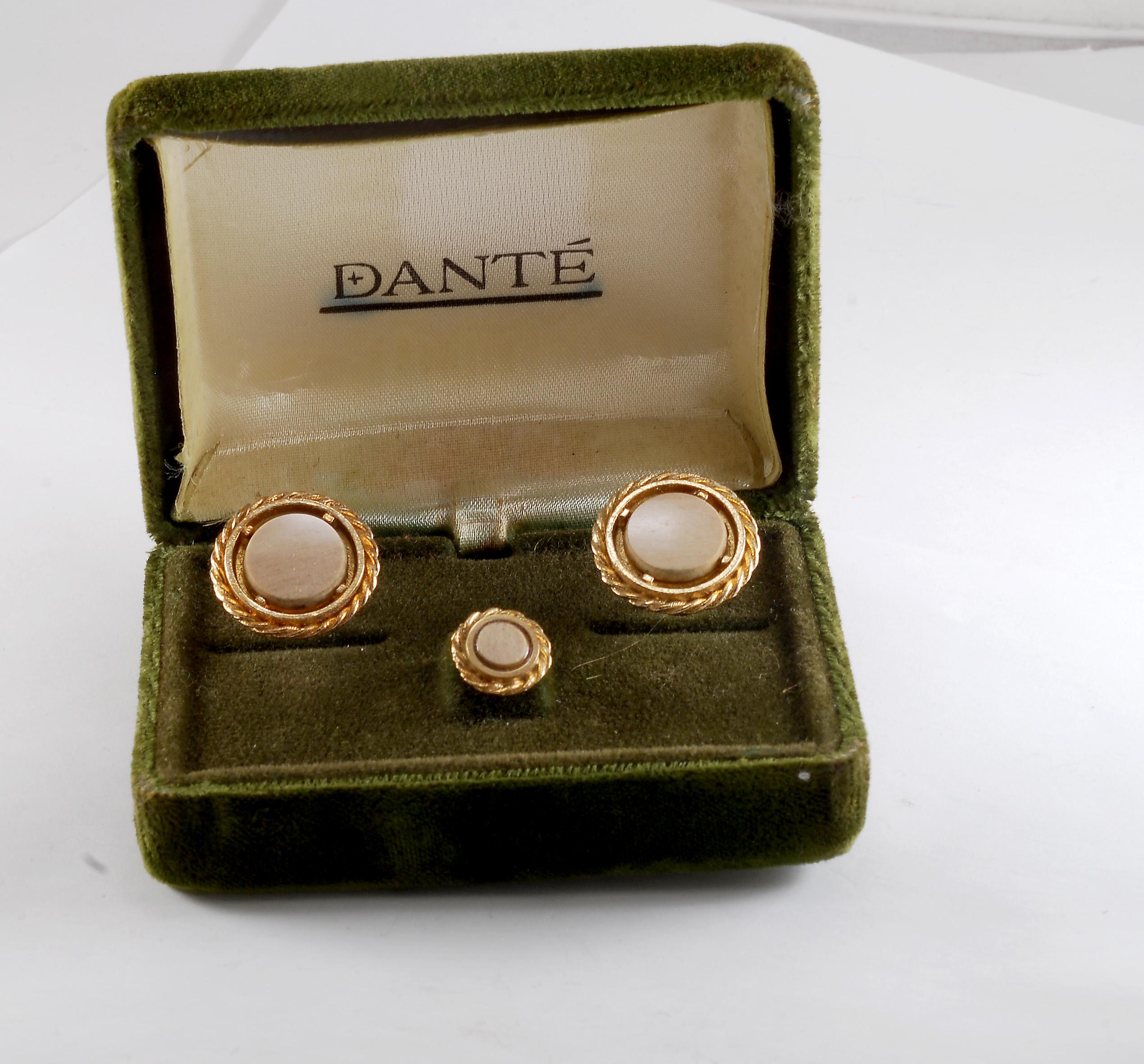ビンテージ DANTE カフスボタン & タイタック ゴールドメッキ真鍮