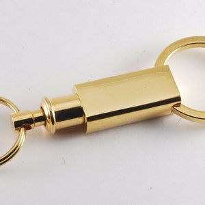 Vintage Key Chain Release & Pull-Apart Double Ring Gold Plated Men&#39;s Women NOS